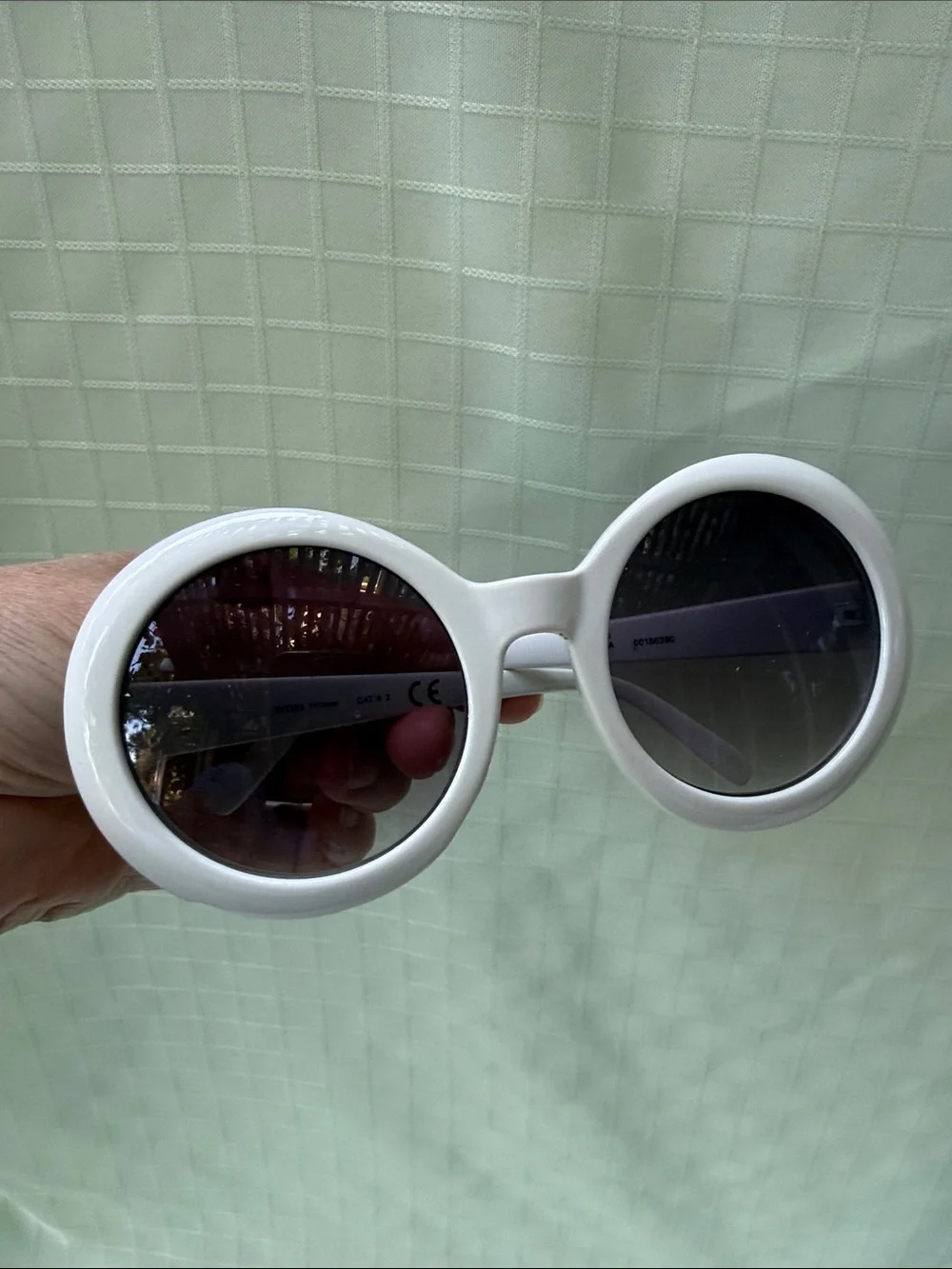 Vintage White Round Frame Sunglasses - White